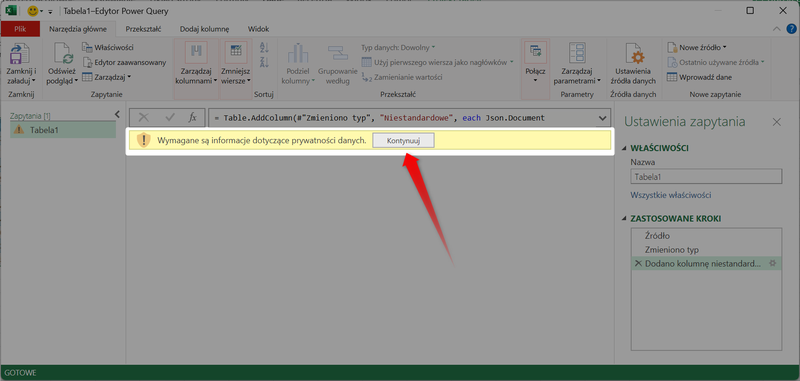 Zrzut 13 - Jak pobrać dane z MGBI API przez Power Query w programie Microsoft Excel