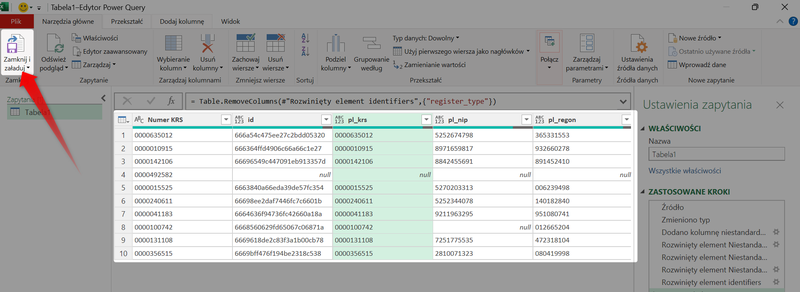Zrzut 19 - Jak pobrać dane z MGBI API przez Power Query w programie Microsoft Excel