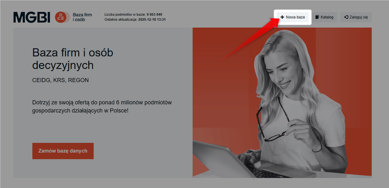 Captura de pantalla 1: Cómo descargar nuevos datos de la empresa
