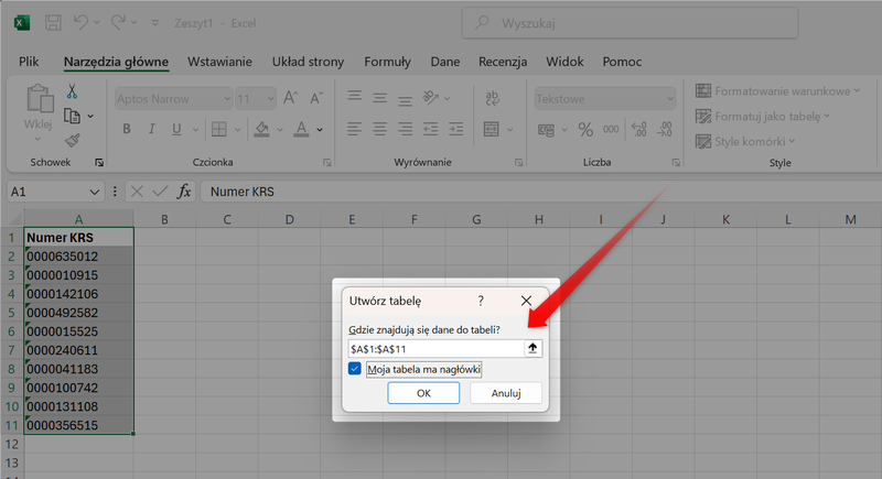 Zrzut 2 - Jak pobrać dane z MGBI API przez Power Query w programie Microsoft Excel