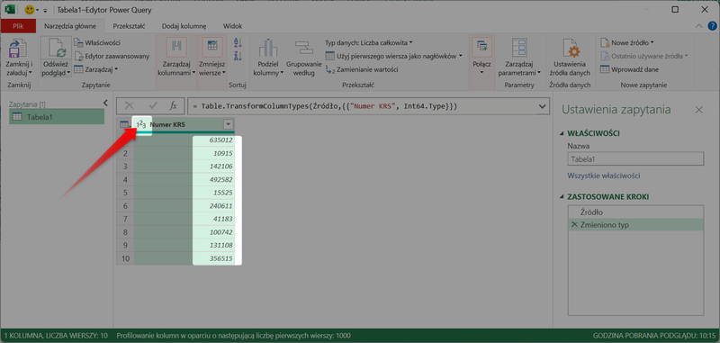 Zrzut 5 - Jak pobrać dane z MGBI API przez Power Query w programie Microsoft Excel