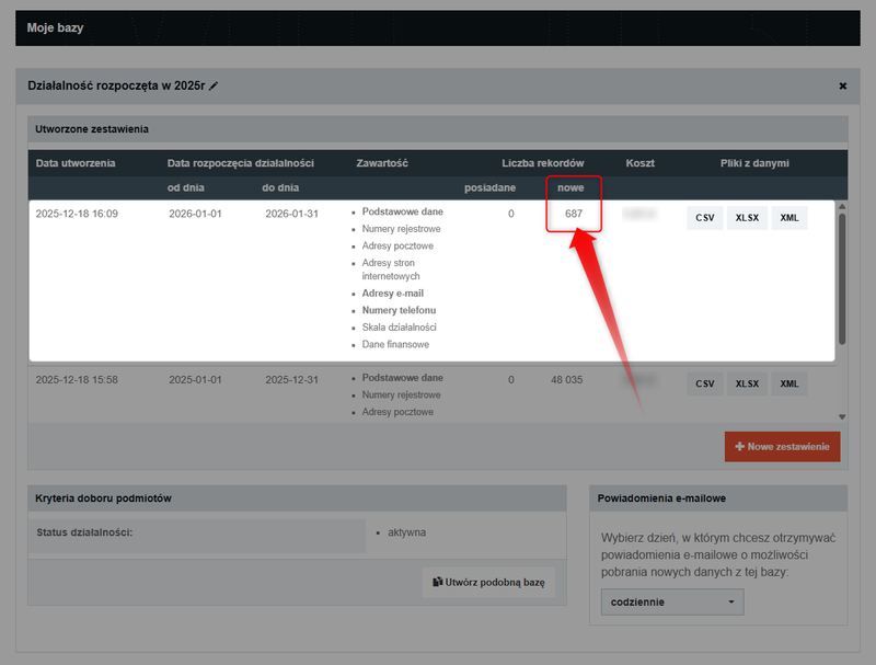 Captura de pantalla 7: Cómo descargar nuevos datos de la empresa