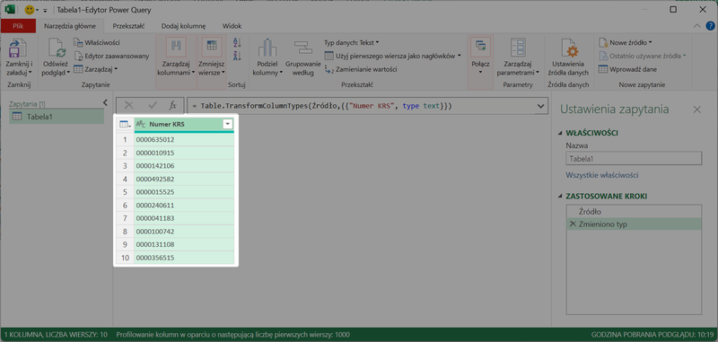 Zrzut 7 - Jak pobrać dane z MGBI API przez Power Query w programie Microsoft Excel
