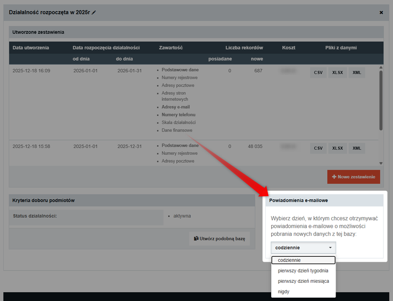 Captura de pantalla 8: Cómo descargar nuevos datos de la empresa