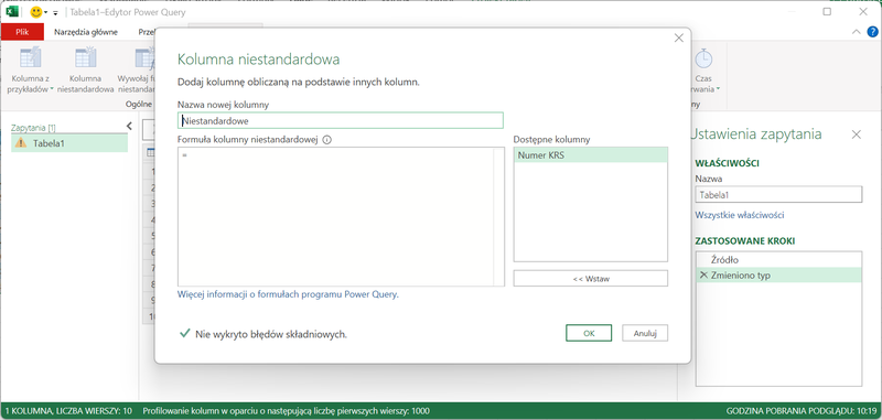 Zrzut 9 - Jak pobrać dane z MGBI API przez Power Query w programie Microsoft Excel